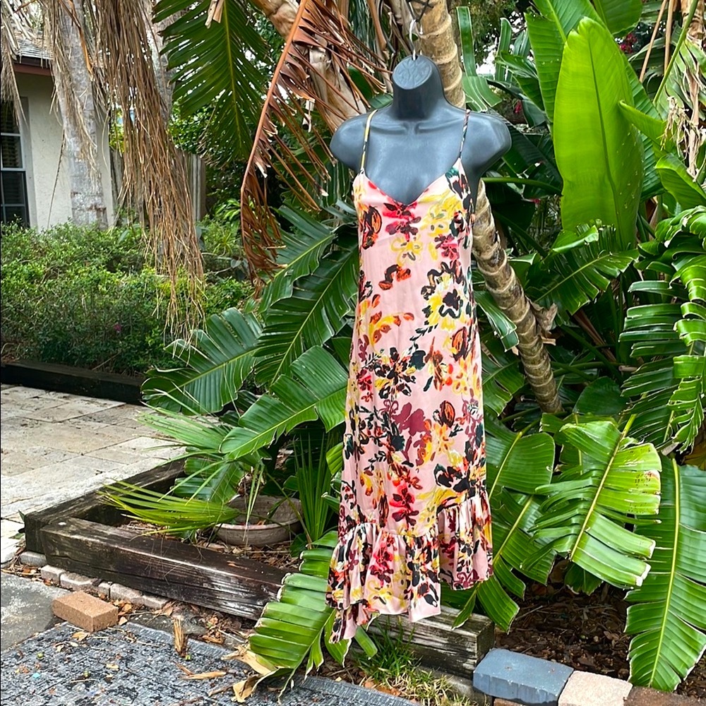Top shop floral satin asymmetric slip dress